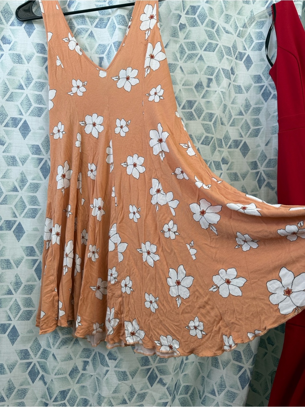 Peach Floral Swing Dress with White Blooms forever 21